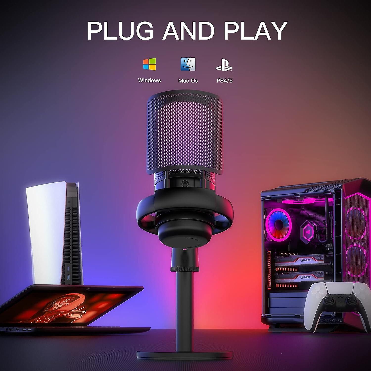 Microphone Usb De Jeu Pour Pc/Ps4/Ps5/Mac, Microphone  Cond... - 5