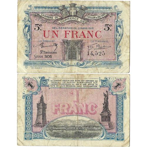 France - Billet - Chambre De Commerce De Toulon - Un Franc - 1919 - Jp.121.27 15-283