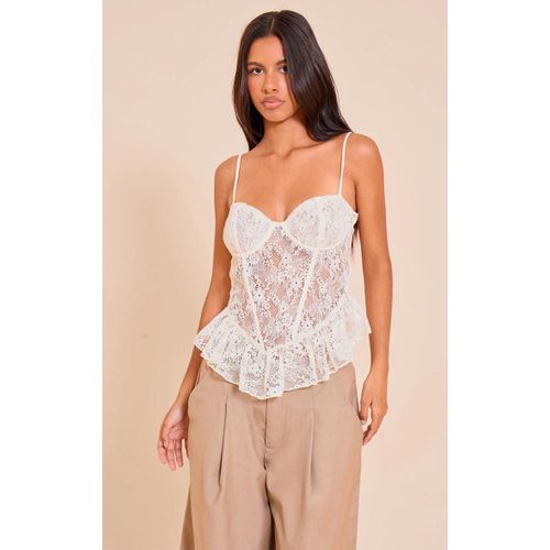 Petite Top Corset En Dentelle Crème À Bretelles Fines, Crème