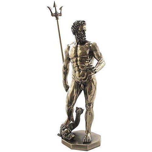 11.75 Inch Greek Figure Poseidon With Trident Decor Gift Objet D Art By Unknown