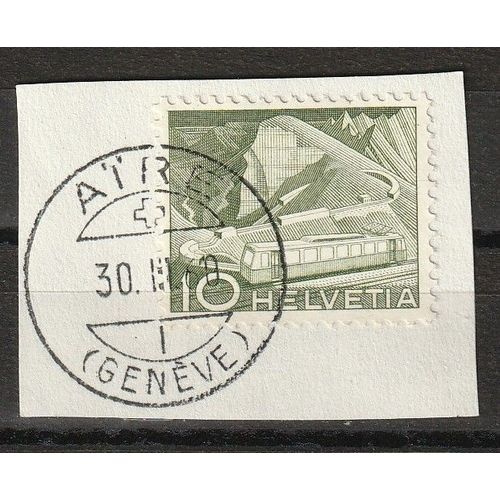 Série Paysages Et Techniques, Train. Timbre Suisse 1949 N° 483 Sur Fragment Avec Belle Oblitération Aïre (Genève) 30/11/1960