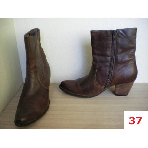 37 - Bottes - Bottines - De Type " Santiag " -  Cuir - Eram - Femme