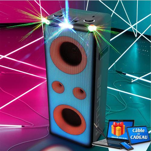 Enceinte Bluetooth Muse M-1958DJ Party Box avec CD, USB, Radio FM,500W, Microphone, Télécommande Câble PC ORDI Smartphone Cadeau