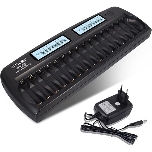 Battery 16 Slots Aa/Aaa Nimh/Ni Smart Charger With Built-In Protection Ic,With Discharge Function,Lcd Display