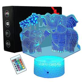 Lampe Stitch,Veilleuse de dessin animé 3D enfant rechargeable Lampe de  chevet de chambre USB Télécommande 16 couleurs Lampe de bureau Illusion  Décoration de chambre de bébé doux fille(Crack Stitch)