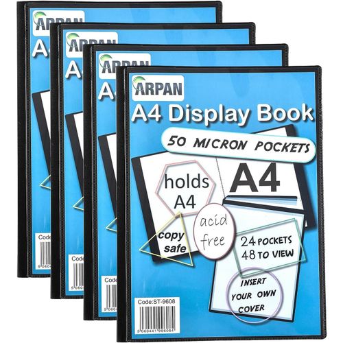 Lot De 4 Protège-Documents A4 Avec 24 Pochettes Et 48 Vues