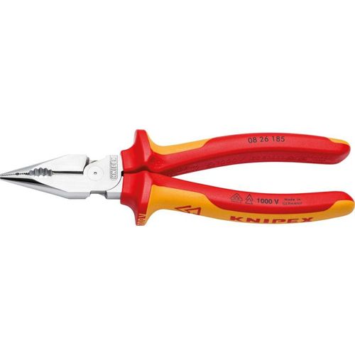 Pince combinée pointue VDE chromée avec poignées multi-composants 185mm KNIPEX