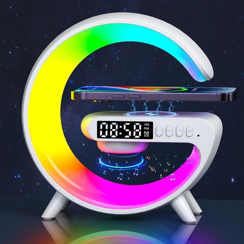 Letnerny-Reveil Simulateur D'aube, Lampe D' Avec Haut-Parleur Bluetooth, Veilleuse À Intensité Variable Modèle Plug-In, Lampe Intelligente Avec Synchronisation De Musique (Blanc)
