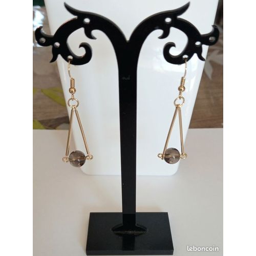 Boucles D'Oreilles Longues Tiges Geometriques Perles