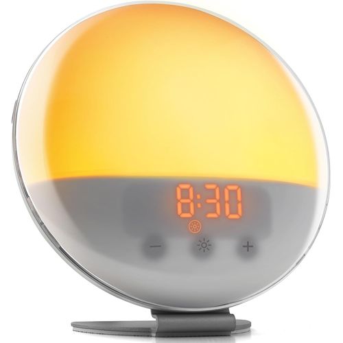 Letnerny-Simulateur D'aube Haute Fidélité ¿ Pour Un Éveil En Lumière ¿ Réveil Lumineux Avec Mode Nuit Noire Et Bruit Blanc ¿ Simulation Soleil, Crépuscule, Lampe Chevet, Radio
