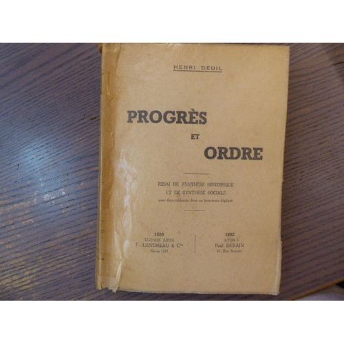 Progrès Et Ordre. Essai De Synthèse Hist