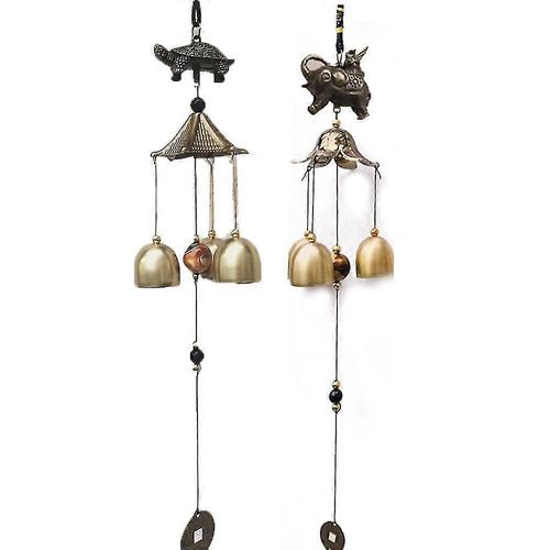 Lot de 2 carillons éoliens classiques en métal, style Feng Shui, pour porte-bonheur, sûr, pour la maison, le jardin, la terrasse, décoration à suspendre, cadeau