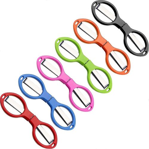 Lot De 6 Ciseaux Pliants En Acier Inoxydable, Antirouille, En Forme De Lunettes, Pour Le Travail Et Les Voyages
