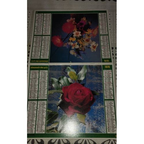 Almanach Des Ptt 1978 - Oberthur - Rose Rouge Et Bouquet De Fleurs - Pas De Calais - 62