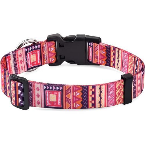 Ershi-Collier Pour Chien, Motif Tendance Avec Boucle À Dégagement Rapide, Bohème, Flora, Fleur Géométrique, Tribal Design, Collier[2