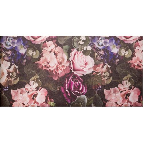 Ershi-Tapis De Cuisine En Pvc Carreaux Motif Faïence, Tapis Cuisine Antidérapant Et Lavable, Fleurs Rose, 60x120 Cm[485]