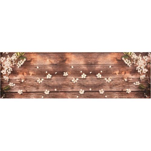 Ershi-Tapis De Cuisine En Pvc Carreaux Motif Faïence, Tapis Cuisine Antidérapant Et Lavable, Fleurs De Pêche, 60x180 Cm[482]