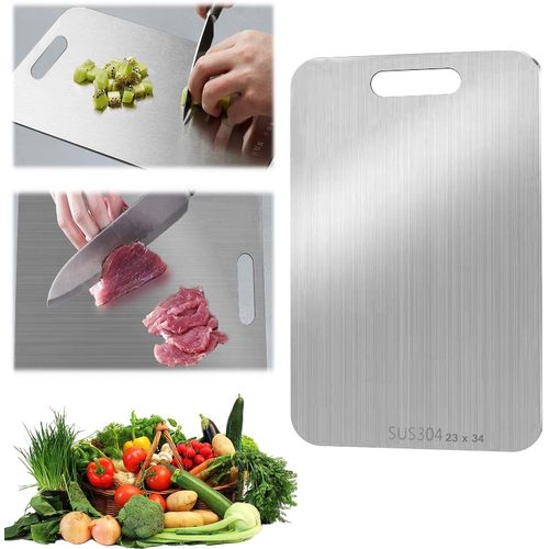 Ershi-Planche À Découper Inox, 34x23 Cm Planche À Découper En Titane, Planche À Découper En Titane Pour Cuisine, Planche À Découpe[202]