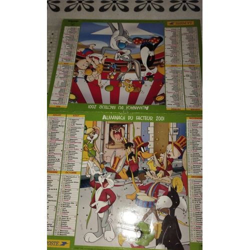 Almanach Du Facteur 2001 - Oberthur - Looney Tunes : Bugs Bunny, Titi Et Gros Minet - Oise 60