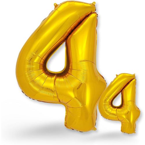 ERSHI-® Set de 2 Ballons Chiffre 4 Doré - Grand et Petit Ballon Hélium - Décoration Anniversaire 4 Ans Fille Garçon, Chiffre Anniv[1