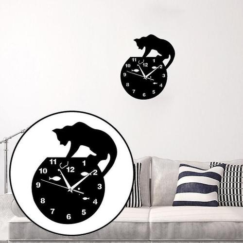 Horloge murale en acrylique chat coquin, Design moderne, décoration de maison, autocollant mural