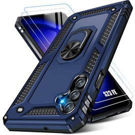 Coque Pour Samsung Galaxy S23 Fe, Bleu Marine + 2 Verres Trempés, Coque Antichoc Anti-Rayure Rigide (Pas Pour S23) - Booling