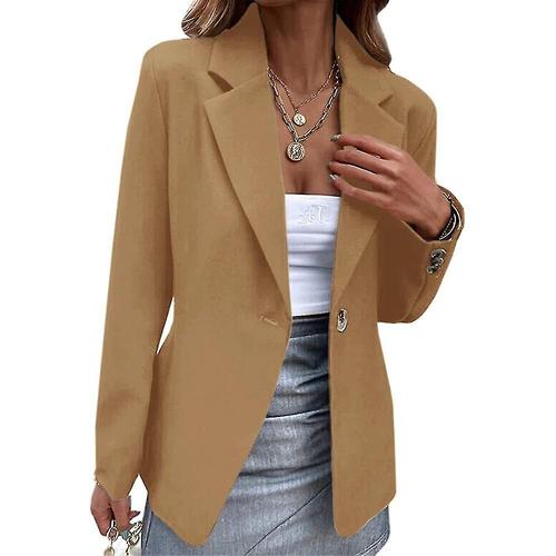 Blazer Décontracté À Manches Longues Pour Femme, Ouvert Sur Le Devant, Revers D'affaires, Un Bouton, Veste De Travail Et De Bureau, 3xl, Kaki