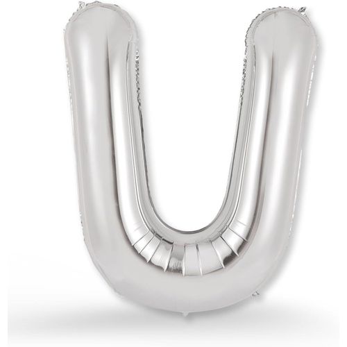 ERSHI-® Lettre U Argenté - XXL 100cm - Ballon d'Anniversaire en Argenté - Pour Gonflage à l'Hélium - Élégance Brillante pour Vos F[3