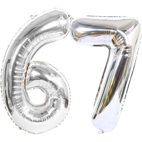 ERSHI-Ballon Anniversaire 67 Ans argenté, 100 CM Ballon Chiffre Numéro 67 argenté Décoration Anniversaire 67 Ans Décoration Fête V[3