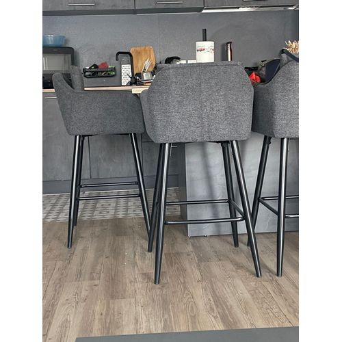 Tabouret De Bar Hwc-H93, Tabouret De Comptoir, Repose-Pieds Métal - Tissu/Textile Gris Foncé