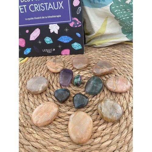 Lot Chakras & Ancrage – Fluorine Multicolore, Pierre De Soleil, Zoïsite Verte & Labradorite C?ur