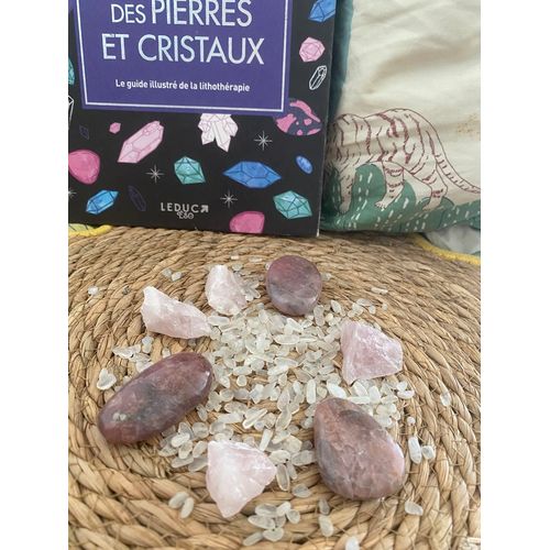 Lot Pierres Amour & Douceur – Quartz Rose, Pierre De Lune Leutée & Agate Fleur