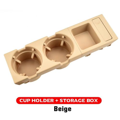 Nouveau Double Trou Style De Voiture Console Centrale Avant Boîte De Rangement Pièce De Monnaie + Porte-Gobelet Pour Bmw E46 Série 1999-2006 51168217953-Beige 1