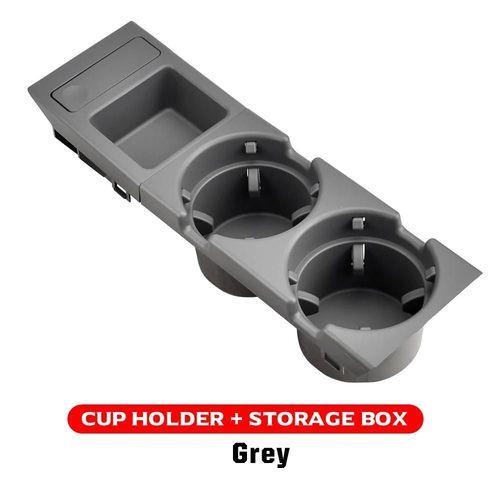 Nouveau Double Trou Style De Voiture Console Centrale Avant Boîte De Rangement Pièce De Monnaie + Porte-Gobelet Pour Bmw E46 Série 1999-2006 51168217953-Gris 1