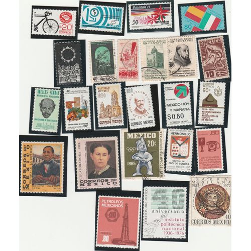 24 Timbres Du Mexique Emis Entre 1938 Et 1987