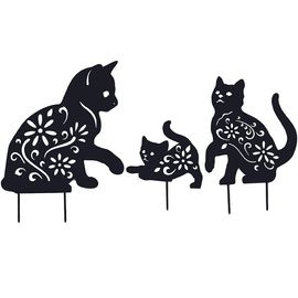 Décor De Jardin-ensemble De 3 Piquets De Jardin Décoratifs, Piquet De Jardin Decoratifs Piquet De Silhouette De Chat Noir Pour Cour Decorations De Pelouse De Decoration De Printemps