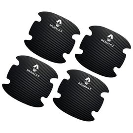 Autocollant De Poignée De Porte De Voiture En Fiber De Carbone, Résistant Aux Rayures, Pour Renault Clio Laguna 2 Megane 2 3 Duster Logan Captu, 4 Pièces-Noir
