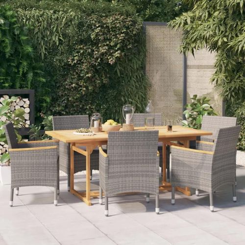 Prolenta Premium - Ensemble À Manger De Jardin 7 Pcs Avec Coussins Gris