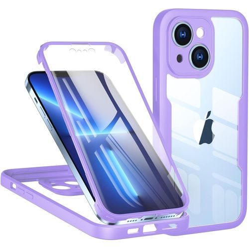 Graines Creatives By Pwcoque Iphone 15 360 Degré Transparente Antichoc Silicone Bumper [Ultra Hybrid] Integrale Anti-Rayures Full Body Protection Etui Housse Pour Iphone 15 - Le Violet