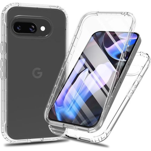 Graines Creatives By Pwcoque Pour Google Pixel 9a Antichoc Housse Avec Protège Écran, 360 Degrés Full Body Etui Solide Double Face Bumper Portable Transparent Housse,Cristal