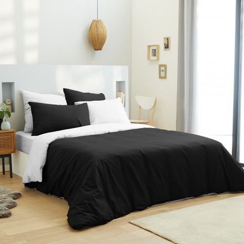 Pack Complet 6 Pièces Noir/Blanc Réversible Housse De Couette Pour Lit 140 X 190 Cm