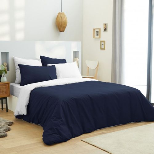 Pack Complet 6 Pièces Bleu/Blanc Réversible Housse De Couette Pour Lit 140 X 190 Cm