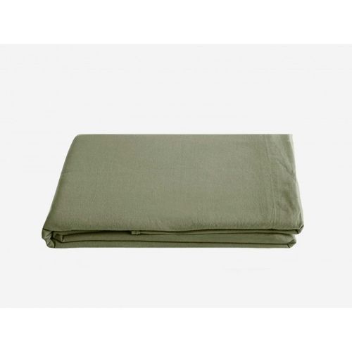 Drap Plat Palace Pur Coton Teint Lavé, 63 Fils/Cm² Vent Du Sud - Palace Sauge - 270 X 290 Cm Pour Lit King Size