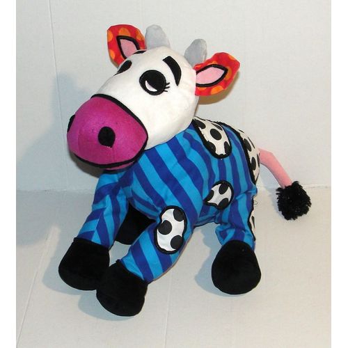 peluche vache coloré en tissus britto enesco doudou 31 cm