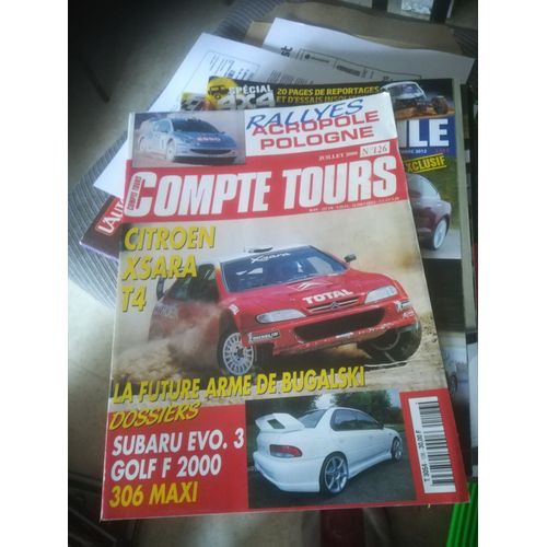 Compte Tours 126 De 2000 Diois,Lugano,Efjie,Subaru Impreza Evo 3,Golf F2000,Peugeot 306 Maxi Evo2,Lancia Integrale Astra