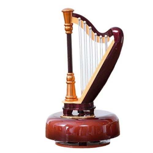 Ornements de boîte à musique rotatifs de style littéraire et classique, harpe