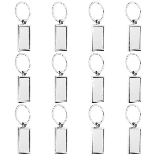 12 Pièces Sublimation Blanc Porte-Clés Rectangle Métal Transfert De Chaleur Porte-Clés Blanc Porte-Clés Pour Le Bricolage