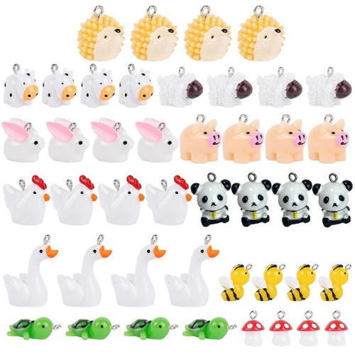 44 Pack En Résine Animal Breloques Pendentifs Animaux Mignons Fournitures De Bijoux De Ferme Accessoires De Bricolage Pour Collier