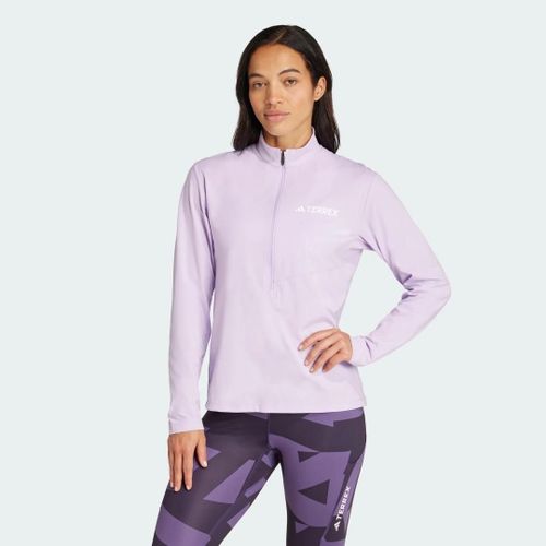 T-Shirt Manches Longues Et Zip 1/2 Terrex Multi Climacool Adidas - Powder Plum - Xs