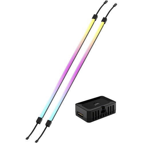 BAERTMY-Icue Link Ls430 Aurora Kit De Bandes Lumineuses Rgb 430Mm ¿ 2 Bandes De Led Rgb À Diffusion Magnétique ¿ Adaptateur Icue Link Et Câble Adaptateur Argb Vers Icue 3 Broches Inclus